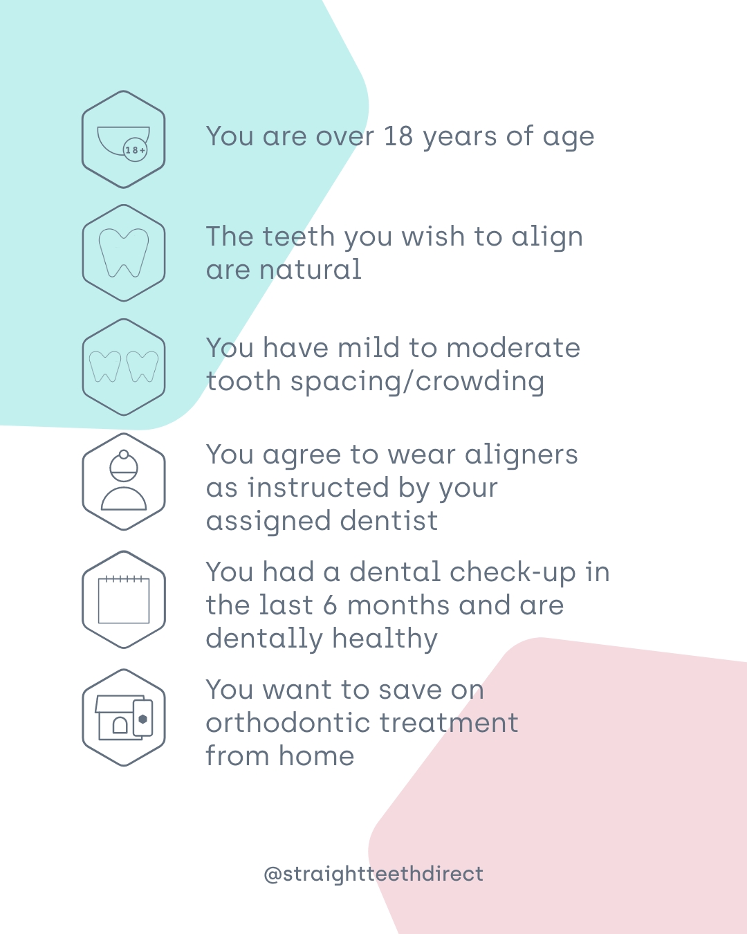 Suitability criteria for Straight Teeth Direct teeth straightening at home