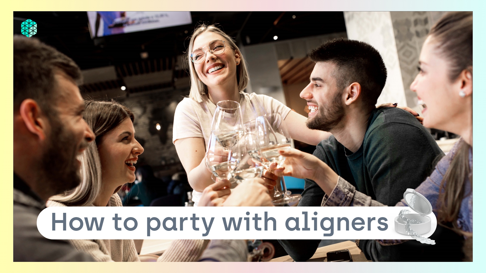 Friends partying with their invisible aligners