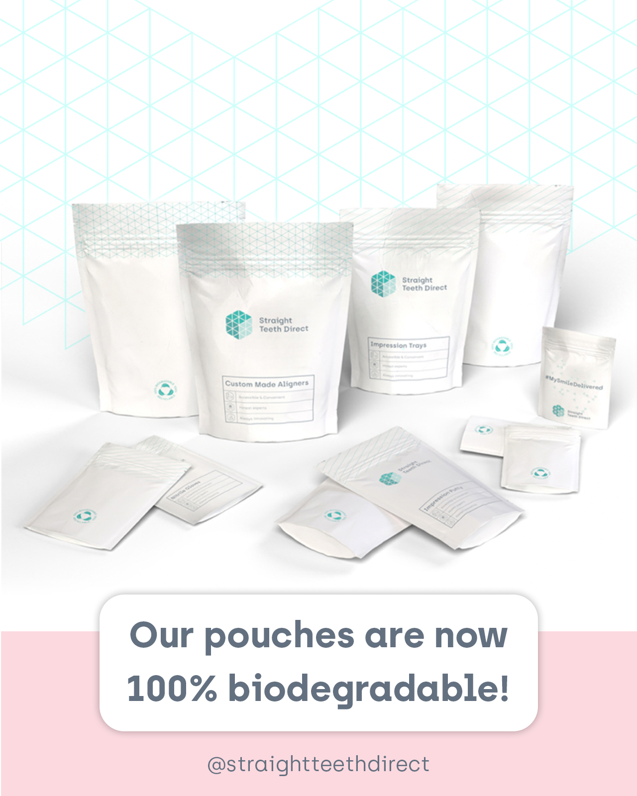 Straight Teeth Direct biodegradable pouches